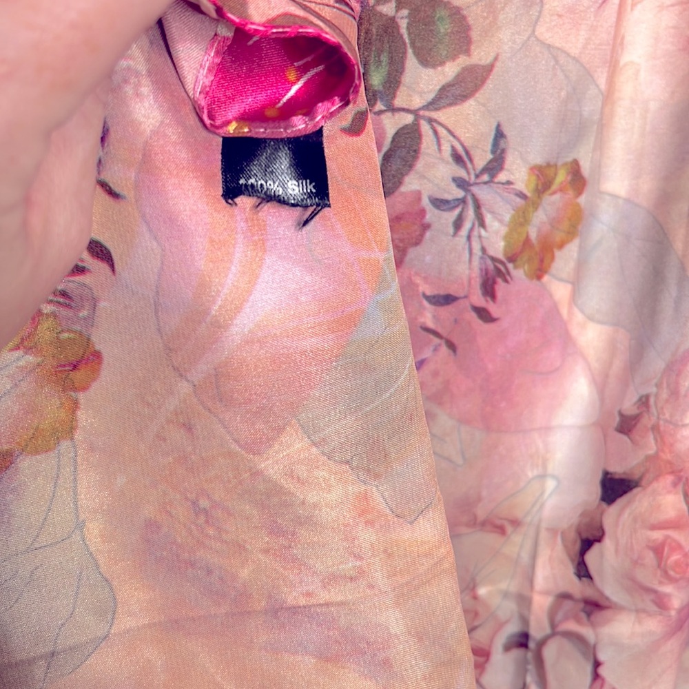 100% Silk Floral Scarf Vintage Double Sided - Picture 5 of 7